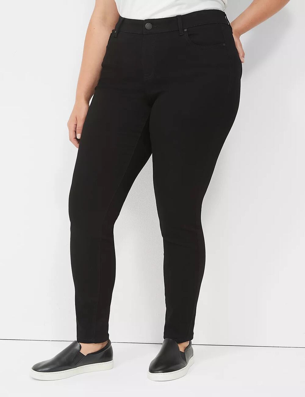 Lane Bryant Signature Fit Sateen Skinny Mid Rise Black Jeans Plus Size 28 NWT